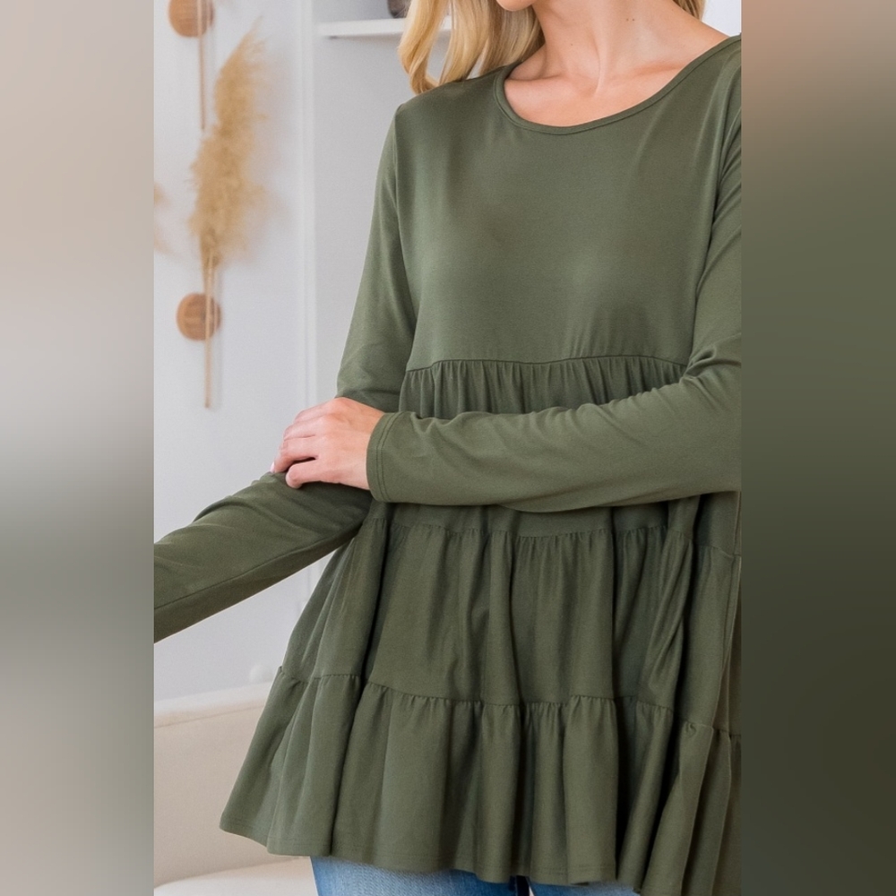NWT Beautiful Dark Olive  Long Sleeve Top - Picture 3 of 6
